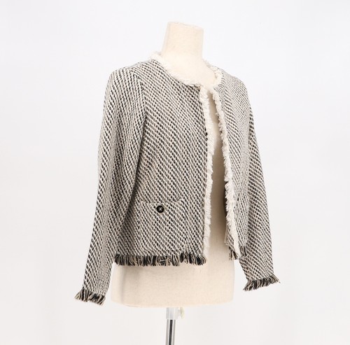 SPARTINA 449 $158 Lettie Tweed Open Front Jacket Ivory Black Size S - Picture 2 of 6