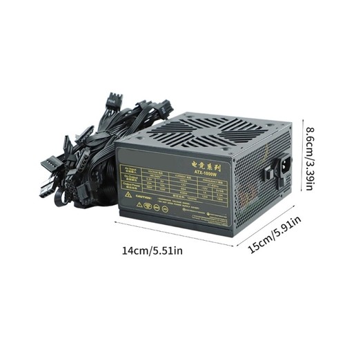 180-240V 1000W Computer Gaming Power Supply with Cooling Fan Video Game Computer - Afbeelding 8 van 8