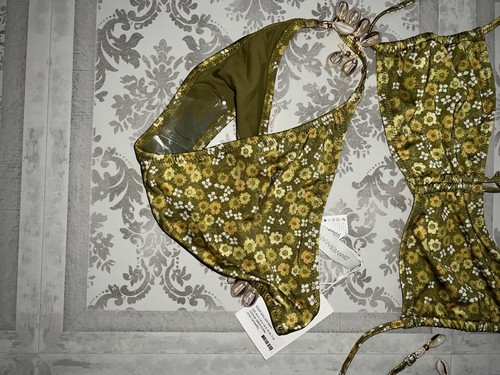Zimmermann Peggy Shell Side Bikini Set in Green Floral Size 0 UK 8 new with tags - Picture 4 of 5