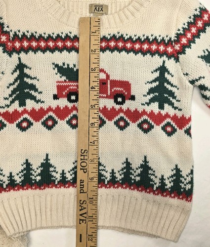 Childs 2T Christmas Sweater With Matching Beanie Hat Red Truck Trees - Picture 15 of 21