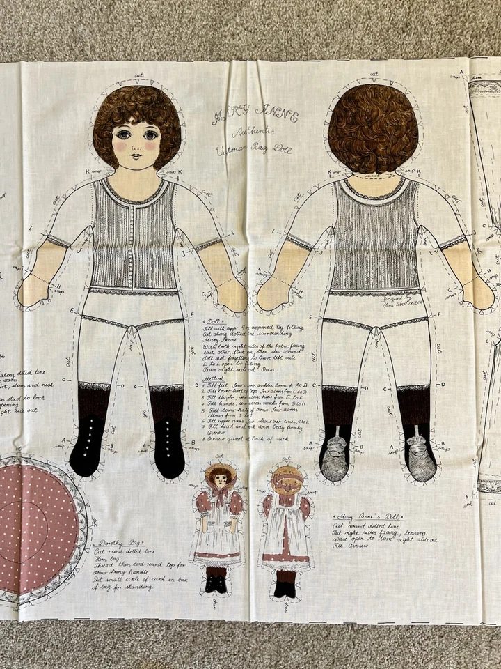 Vintage Quilt Cotton Fabric Mary Anne Authentic Victorian Rag Doll 19 Inches - Image 3 of 4