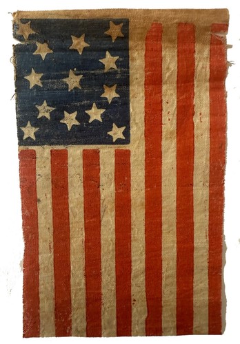 Circa 1876 ANTIQUE 13 Star Centennial American Parade Flag Folk Art Primitive - Picture 2 of 18