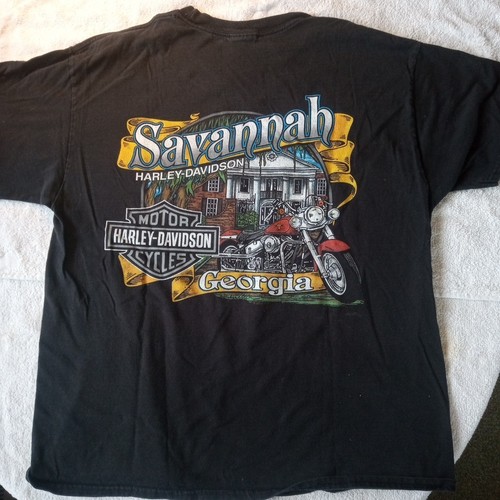 Harley Davidson Motorrad Large schwarz T-Shirt Biker Savannah Georgia beidseitig - Bild 2 von 6