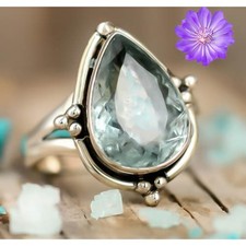Blue Topaz Gemstone 925 Sterling Silver Handmade Jewelry Ring Gift For Her