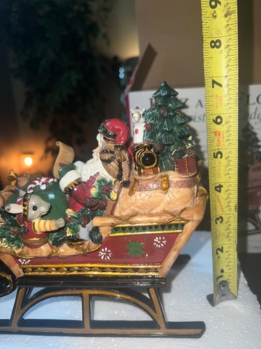 Fitz & Floyd Christmas Lodge Musical Sleigh Here Comes Santa Claus-Box included - Picture 14 of 17