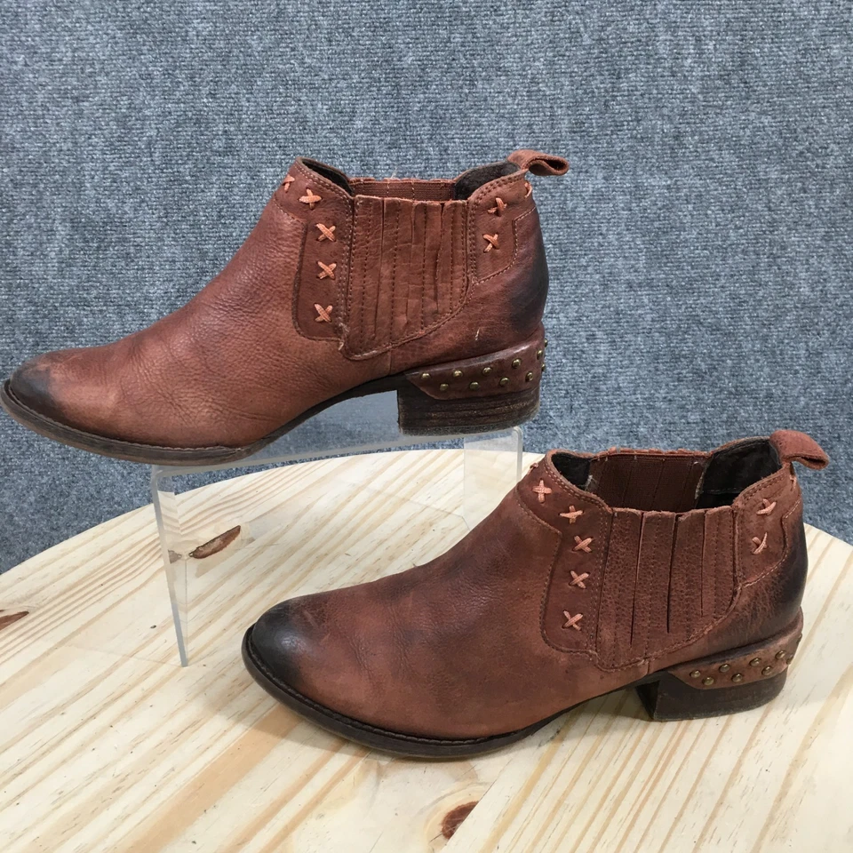 Naughty Monkey Botas Mujer 8.5 Botín Marrón Informal Cómodo Tachonado Bloque Foto 2 de 4