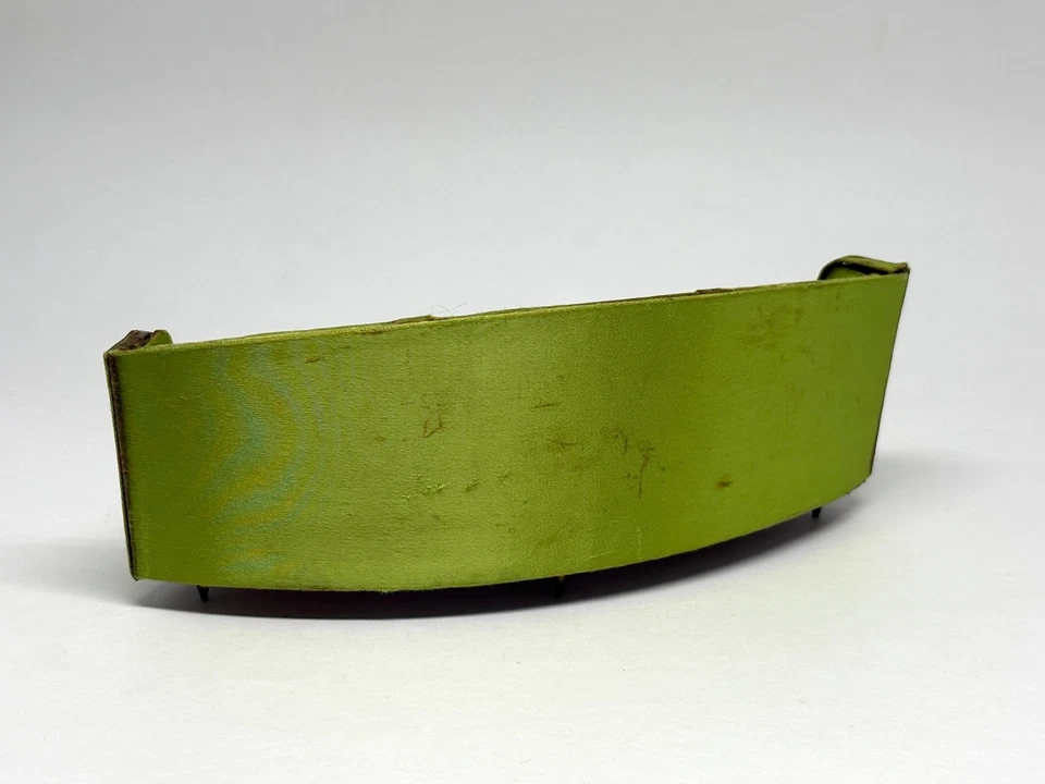 Vtg Ideal Petite Princess Green Satin Salon Curved Sofa As-Is - Image 2 of 4