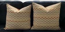 Lot of 2 DV Kap Home Luxury Pillows Chevron 24" & 22" Square Poly/Down Insert