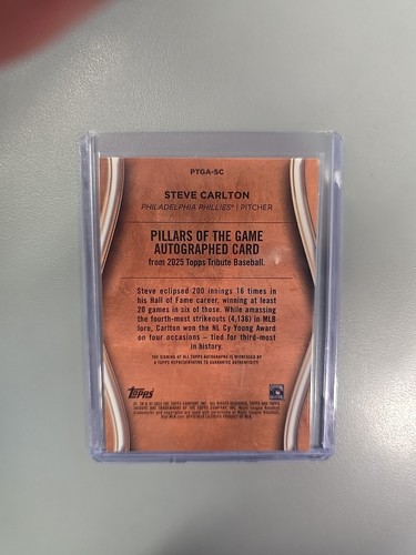 2025 Topps Tribute Steve Carlton Pillars of the Game AUTO 158/199 - Picture 6 of 6