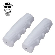 Original Lowrider 7/8" x 116mm White Rubber Finger Groove Ribbed Handlebar Grips