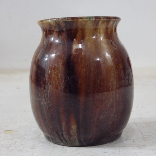 small brown tones signed John Campbell Tasmania pot / vase 8.5 cm 3-1/2" - Picture 2 of 7