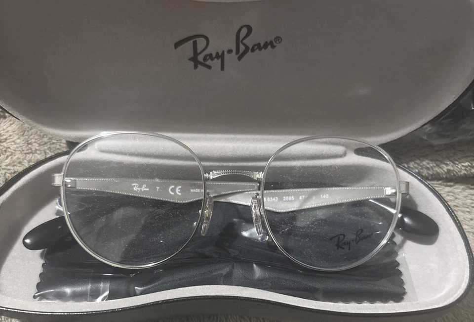 Gafas Ray-Ban RX6343 2595 marco de metal plateado 47 mm con lentes de demostración transparentes  Foto 3 de 4