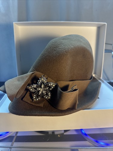 FailsWorth Damenhut Midcentury Stil Made In England Khaki Farbe Schleife Stil - Bild 2 von 9