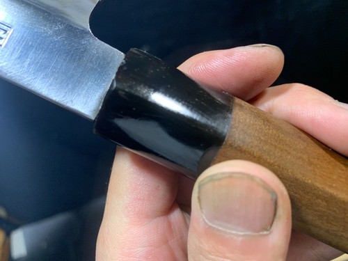Used & Sharpened:Japanese Kitchen Knife - Usuba 32-17 cm - horn - Takeaki - Picture 15 of 21
