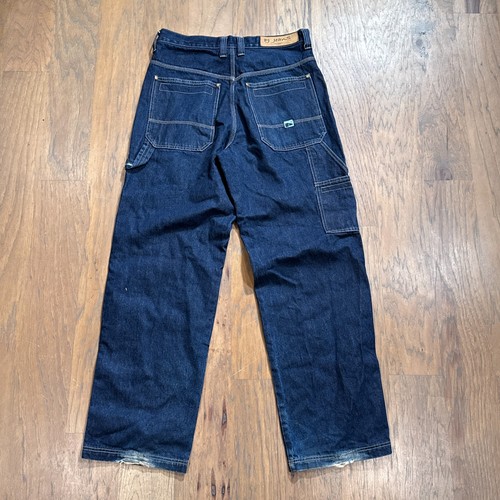Jeans vintage PJ Mark uomo 34 blu scuro pantaloni denim relax larghi falegname grunge - Foto 11 di 15