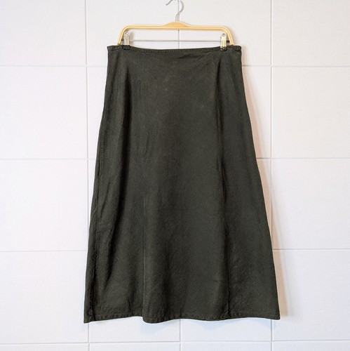 Vintage 90er dunkelgrün 100 % Baumwolle Cord Midirock Größe 16