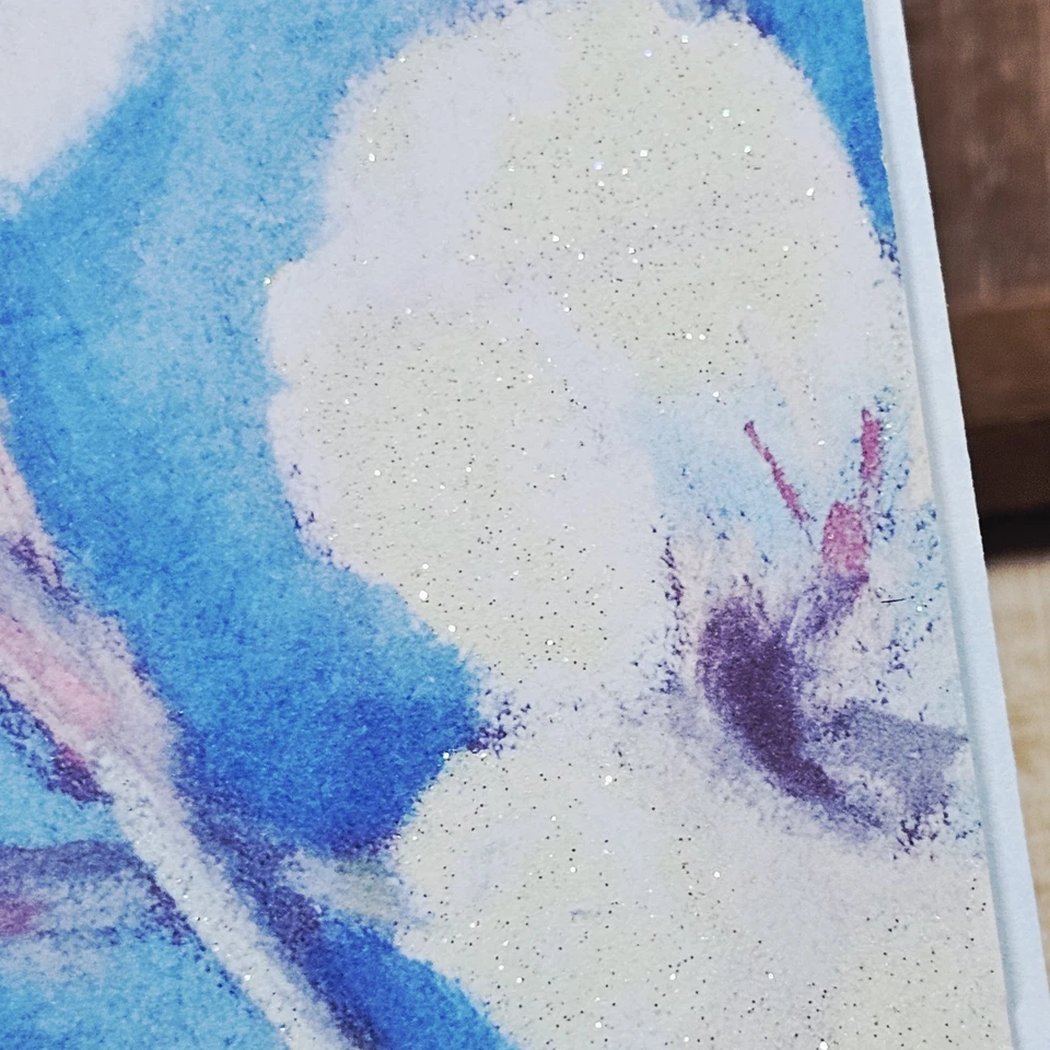 Leanin Tree Get Well Soon Greeting Card Blue White Floral Glitter - Image 3 of 4