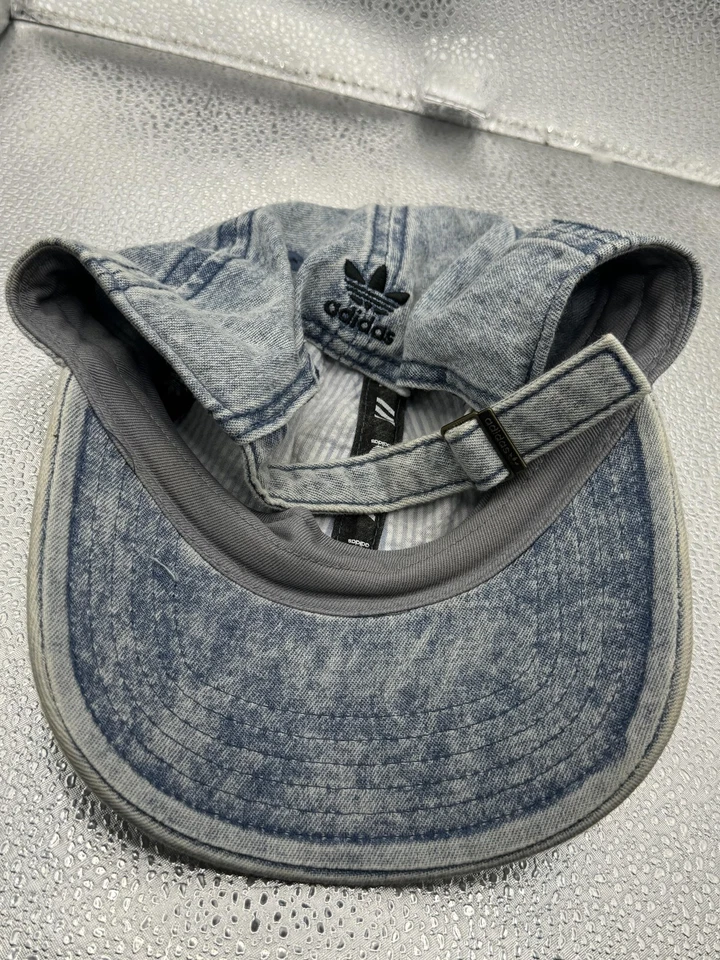 Adidas Sombrero Gorra Correa Trasera Talla Única Azul Denim Lavado Trifolio Bordado Para Mujer Foto 4 de 4