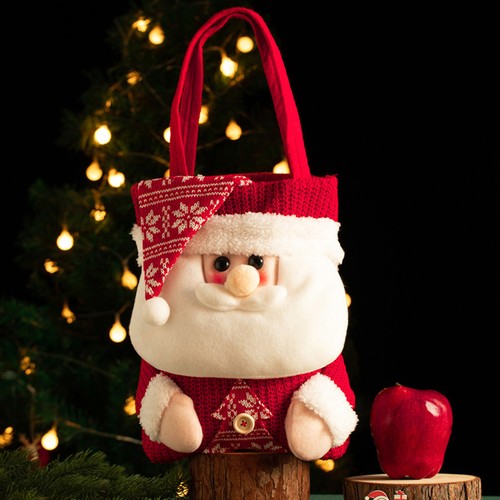 Christmas Tote Bags Christmas Candy Bag With Santa Design Christmas Apple Bag - Picture 1 of 4