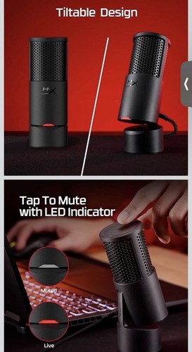 HyperX SoloCast 2 – Gaming USB Condenser Mic for PC, USB-C to USB-A, Black - Picture 8 of 9