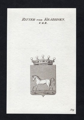 1820 Krazeisen Wappen Adel coat of arms heraldry Heraldik Kupferstich engraving