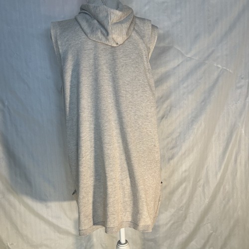 Verve Ami Beige Open Tunic Vest Lightweight Knit Hoodie Hand Pockets L - Picture 5 of 8