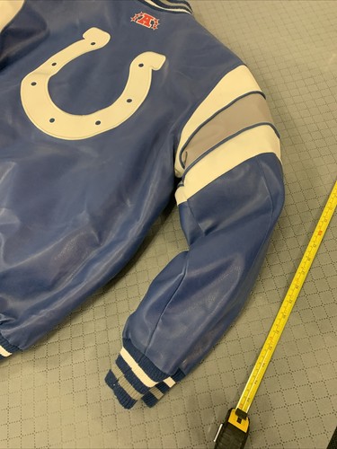 NFL Football Indianapolis Colts Faux Leather Bomber Jacket 2XL XXL Embroidered - Picture 11 of 15