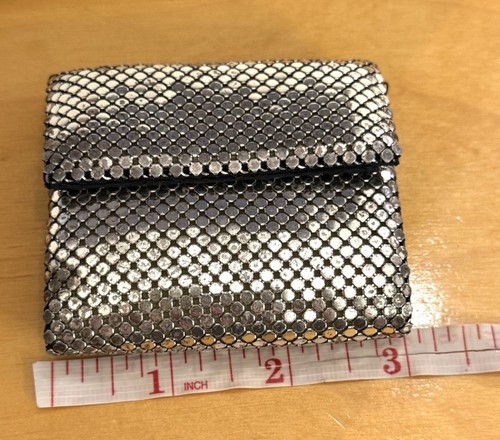 Vintage 70er/80er Whiting und Davis Stil Silber Metallic Mesh Dreifachfaltung Geldbörse - Bild 9 von 9