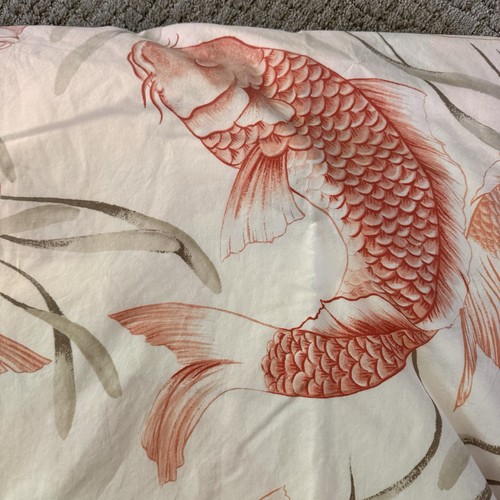 Copripiumino Pottery Barn Koi Fish Queen colore salmone +2 federe asiatiche 3 pezzi RARO - Foto 2 di 8