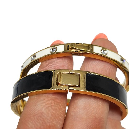 Bracciale Kate Spade Set 2 Braccialetti Oro Nero Bianco Strass Vanga Scintillante - Foto 5 di 15