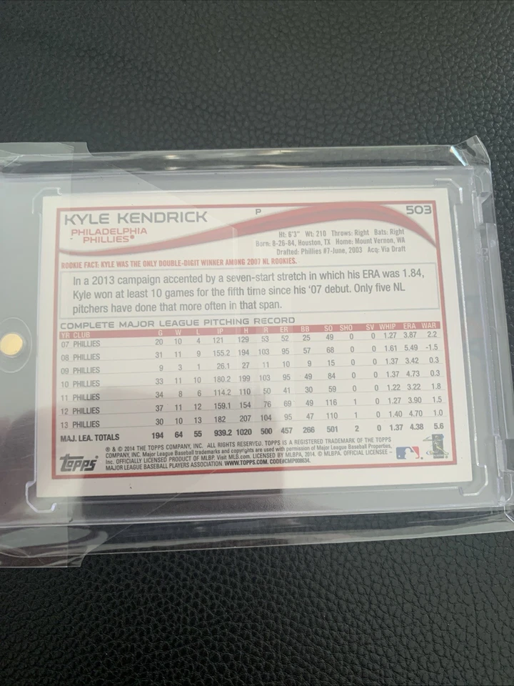 2014 Topps - Kyle Kendrick #503 PHILLIES AUTO (in Person) - Image 2 of 2