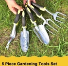 5-Piece Hand Gardening Tools Set - Trowel Shovel Fork Weeder Rake Outdoor Kit