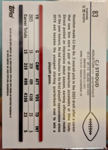 CJ Stroud 26/40 Rookie Card-2023 Wild Card Alumination COMIX Color Match - Picture 7 of 7