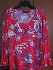Attitudes By Renee Tunic Top Sz Large Polyester Spandex Bust 44 Length 26.5 in