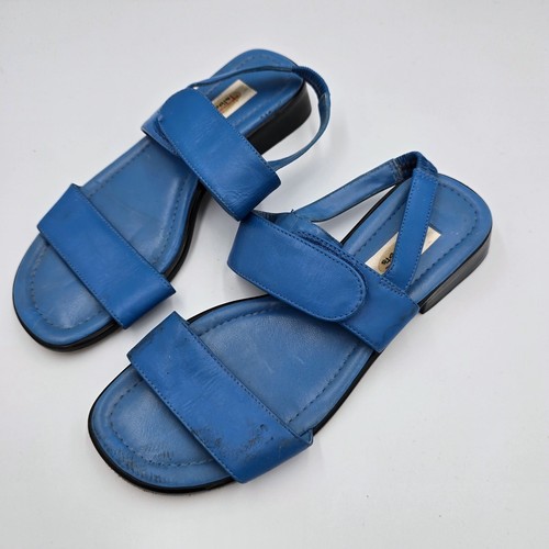 Talbots Blue Leather Sandals Womens Size 5.5B Heeled Casual Summer Shoes - Picture 3 of 9
