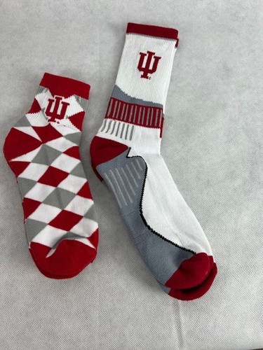 Indiana Hoosiers Men's Large Crew and Quarter Socks 2 Pairs - Picture 2 of 2