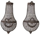 Pair Basket Chandeliers Wall Lamps Crystal Shabby Chic Wall Lights Antique