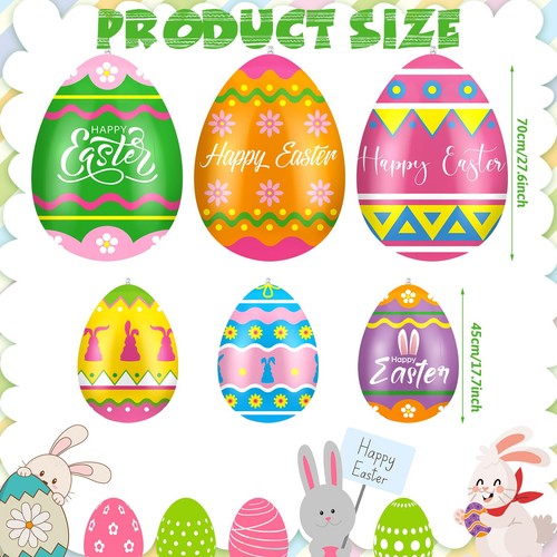 6 Pack 27.6 Inch, 17.7 Inch Giant Easter Inflatable Eggs Easter Outdoor Decor... - Bild 3 von 6