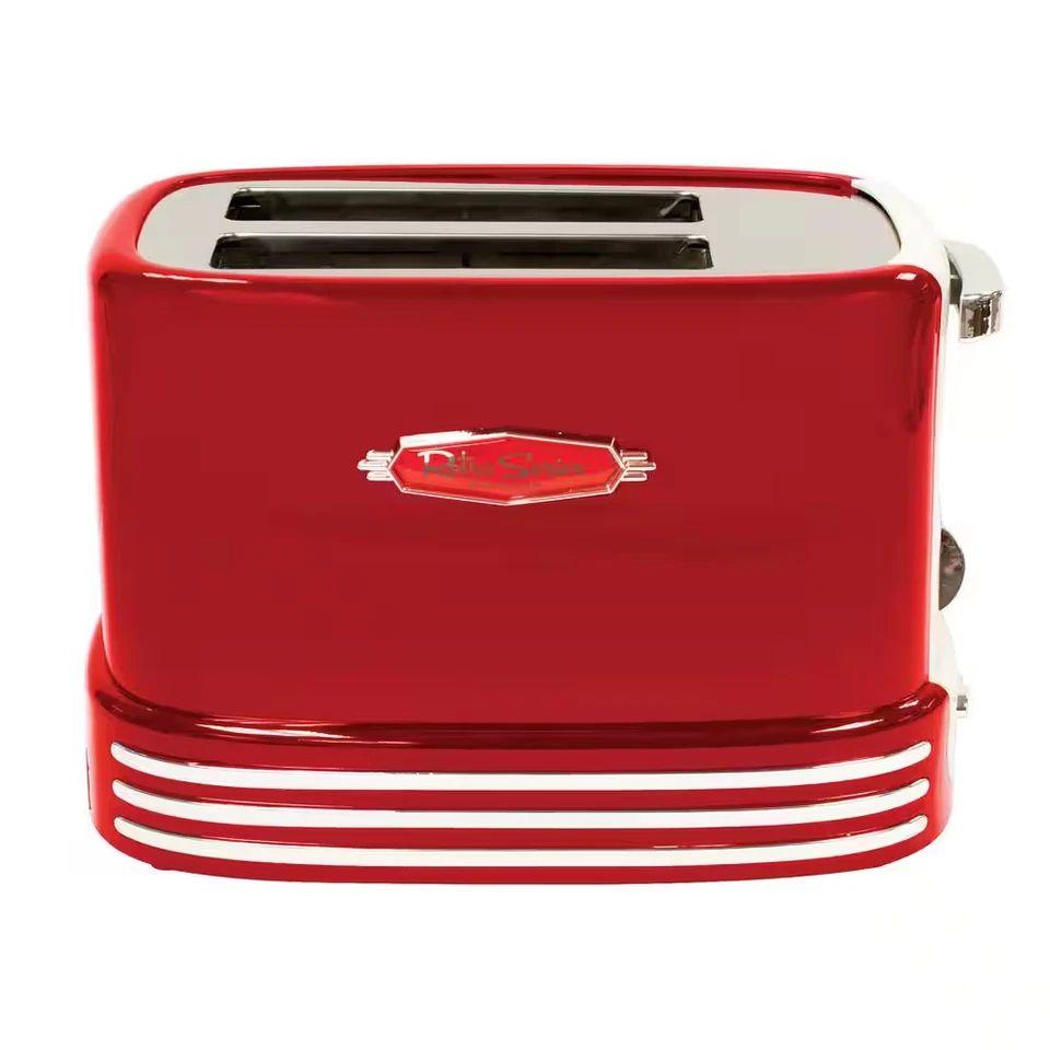 Retro Toaster 2 Slice Wide Slot Red 900W Bagel Defrost Cancel Crumb Tray - Image 4 of 4