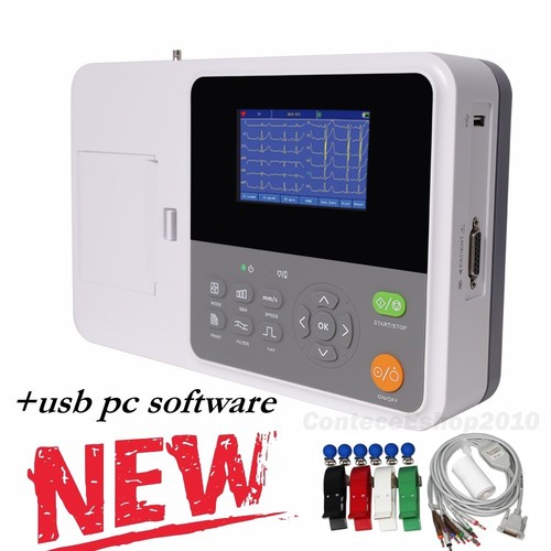 E3 Electrocardiograph Digital 3 Channel 12 Lead Touch EKG USB PC Software CE - Picture 1 of 12
