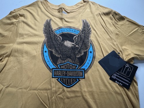 Camicia Harley Davidson uomo L grande gialla manica corta moto leggendaria nuova con etichetta - Foto 3 di 9