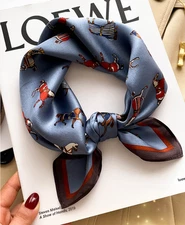 100% Mulberry Silk 20" Square Scarf Women Neckerchief Wrap fine horse Print new