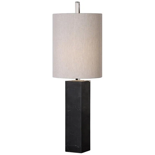 Uttermost Delaney Contemporary Iron and Marble Table Lamp in Black/Brown/Nickel - Picture 1 of 4