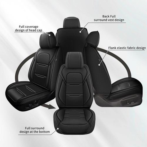 Car 5-Seat Cover Faux Leather Cushion For Saturn VUE 2002-2009 Deluxe Full Set - Picture 7 of 12
