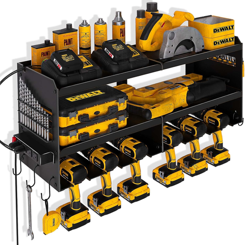 Elektrowerkzeug Organizer Wandhalterung mit Ladestation, Garage Werkzeugregal 6 Bohrer - Bild 10 von 12