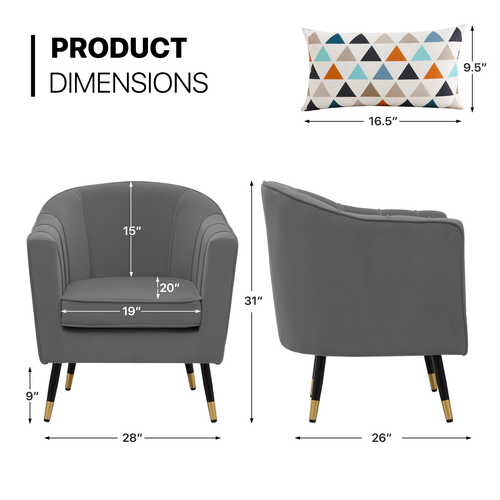 Tufted Suede Club Accent Chair Upholstery Single Sofa Removable Cushion Armchair - Picture 3 of 12