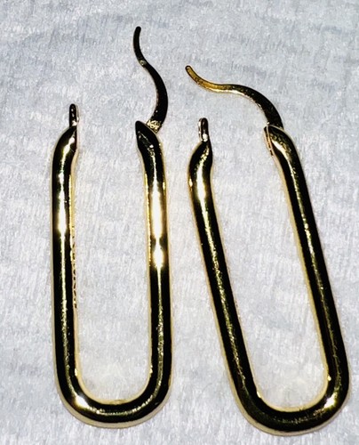 Pendientes de aro con peso gruesos largos enchapados en oro de 18 quilates para mujer - Imagen 10 de 10