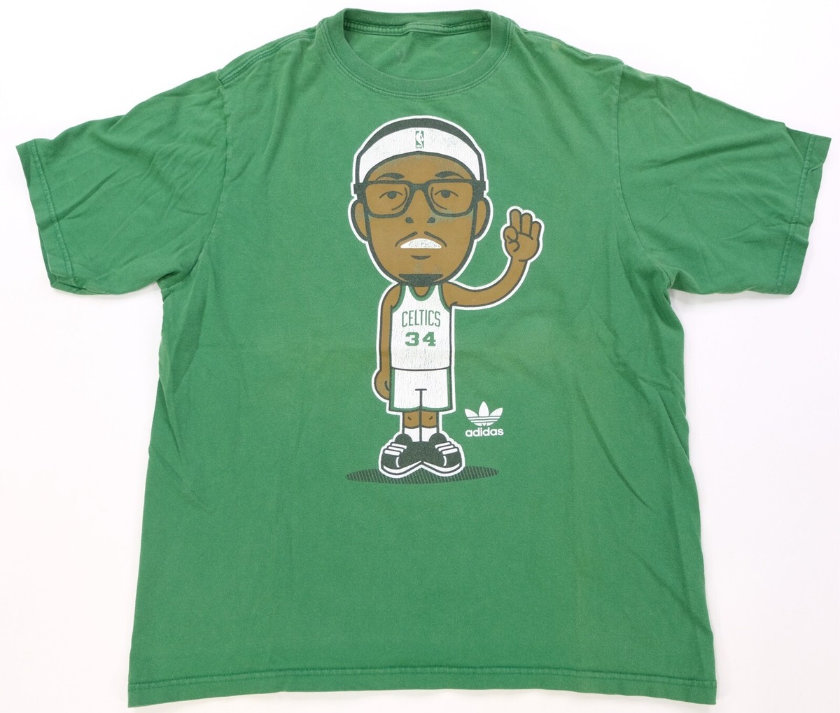 Rare Vintage ADIDAS Paul Pierce Boston Celtics Cartoon Graphic T