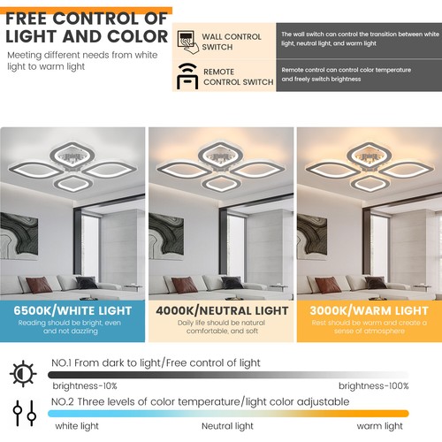 RGB LED Deckenleuchte Dimmbar Wohnzimmer Moderne Deckenlampe mit Fernbedienung - Bild 12 von 14
