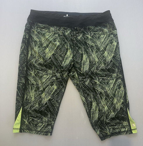 Taking Shape Activewear Sz L Black & Fluoro Yellow Cropped Stretch Poly Leggings - Picture 2 of 6